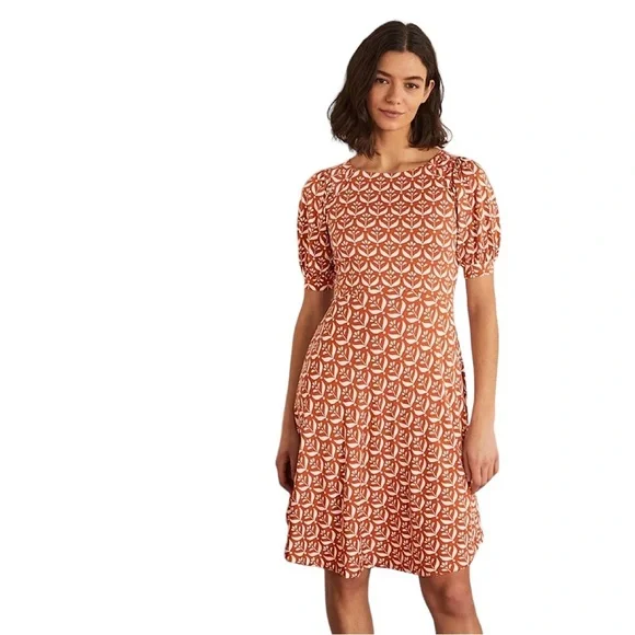 Women's Boden Roberta Floral Jersey Dress, Size 10 - Orange Women's Boden Roberta Floral Jersey Dress, Size 10 - Orange